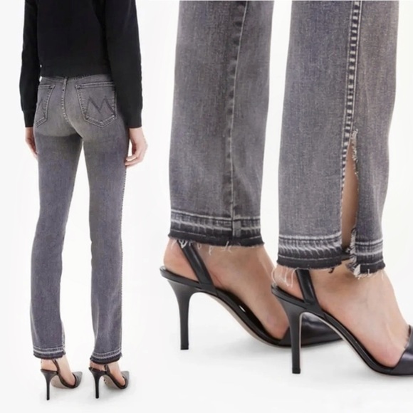 MOTHER The Rascal Slit Undone Hem in Tag You're It Size 24 Grey Slim Bootcut - Picture 5 of 17